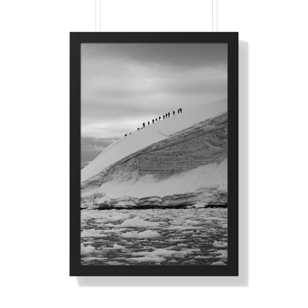 Preparing for the Climb in Black and White - Framed Print