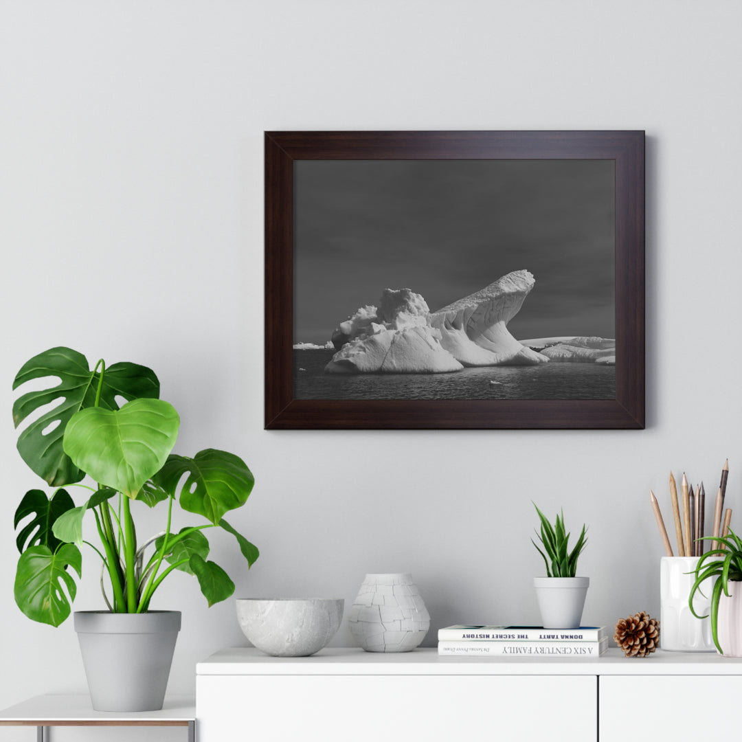 The Angles of an Iceberg in Black and White - Framed Print