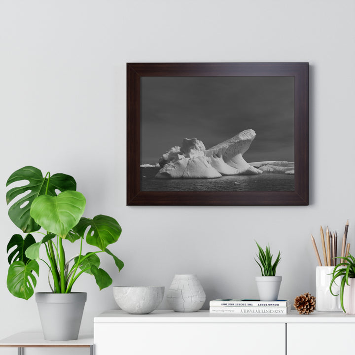 The Angles of an Iceberg in Black and White - Framed Print
