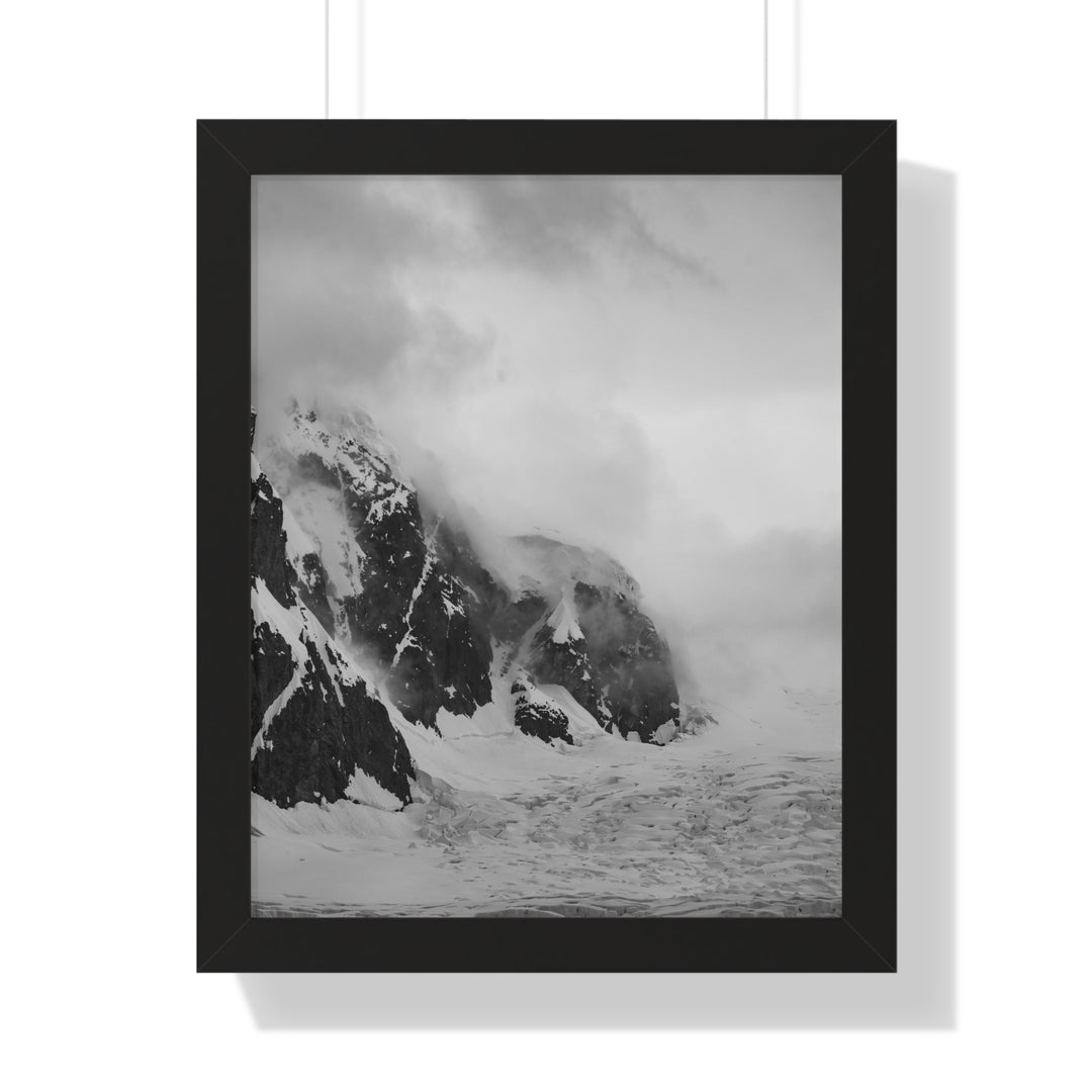 The Mist Descends in Black and White - Framed Print