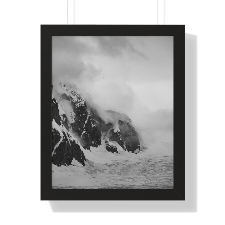 The Mist Descends in Black and White - Framed Print