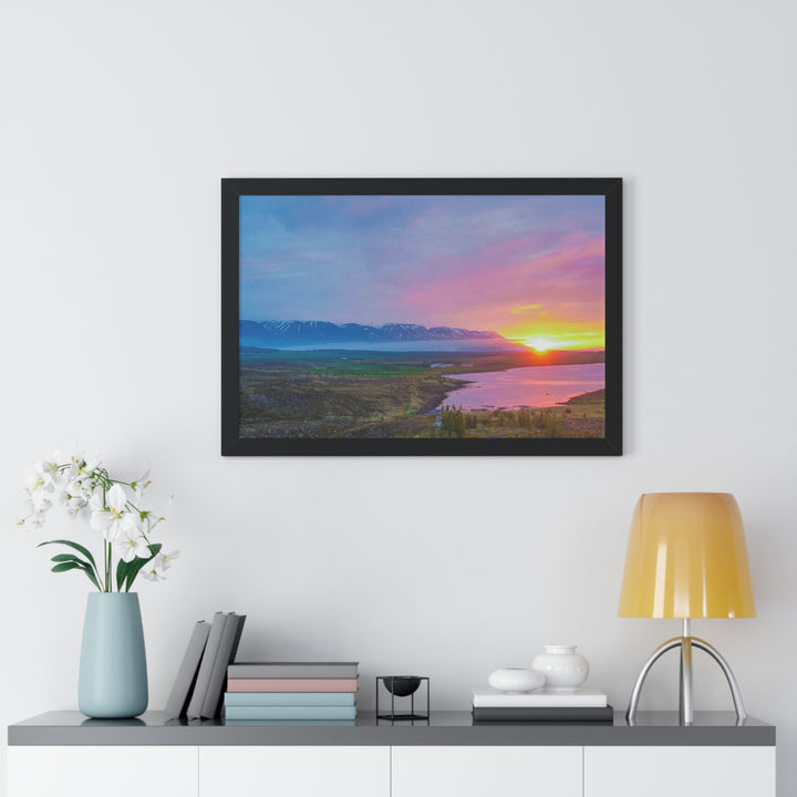 Sunset Over the Fjord Part 2 - Framed Print