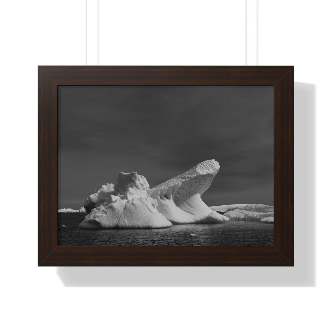 The Angles of an Iceberg in Black and White - Framed Print