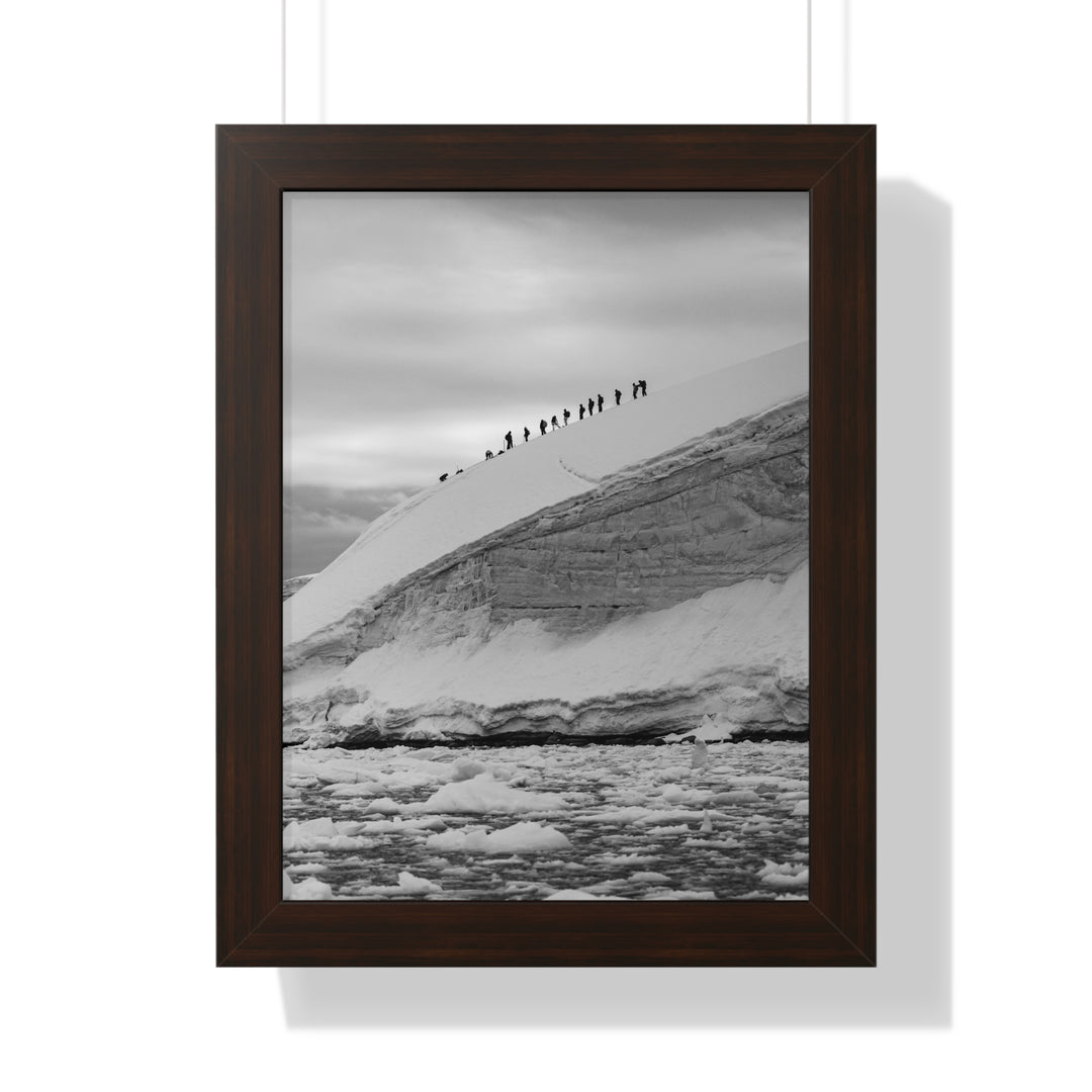 Preparing for the Climb in Black and White - Framed Print