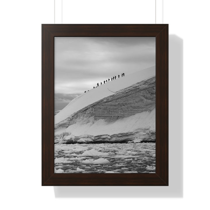 Preparing for the Climb in Black and White - Framed Print