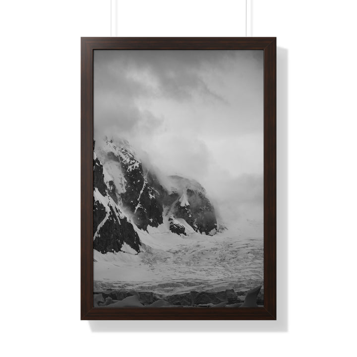 The Mist Descends in Black and White - Framed Print