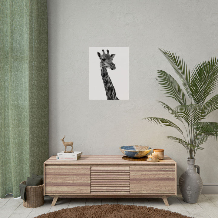 Giraffe Portrait in Black and White | Rolled Unframed Print | Elemental Escape Collection