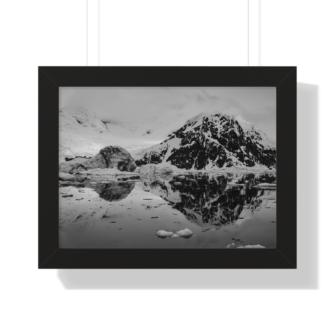 Reflected Calm in Black and White - Framed Print