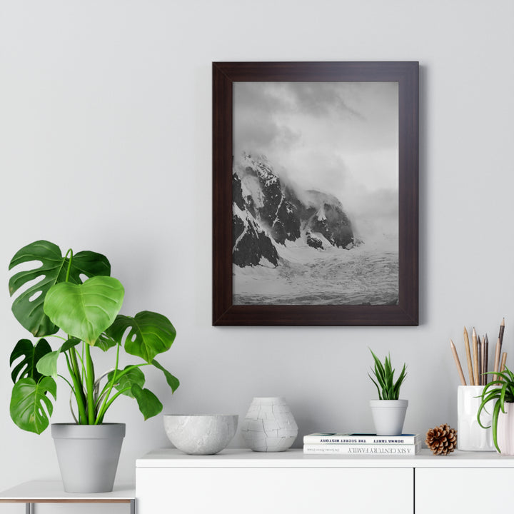 The Mist Descends in Black and White - Framed Print