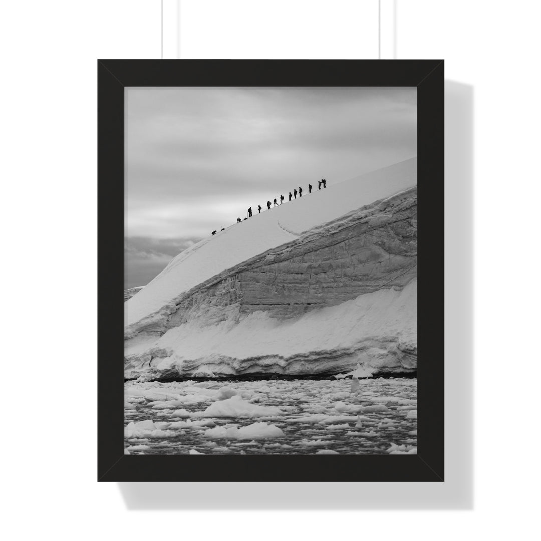 Preparing for the Climb in Black and White - Framed Print