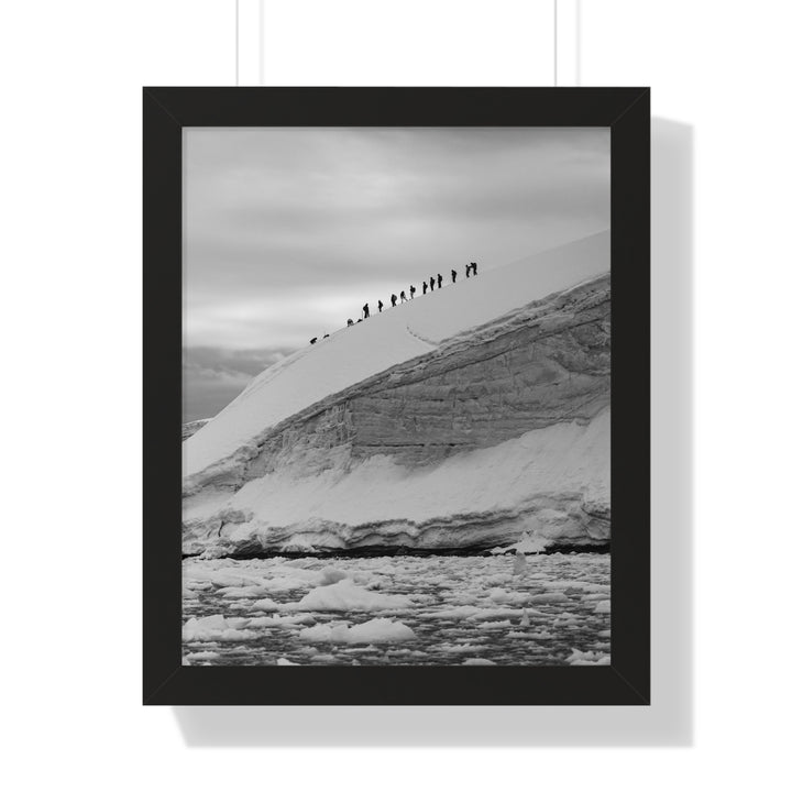 Preparing for the Climb in Black and White - Framed Print