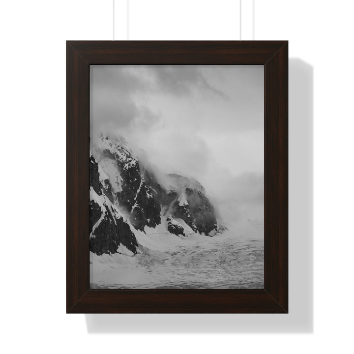 The Mist Descends in Black and White - Framed Print