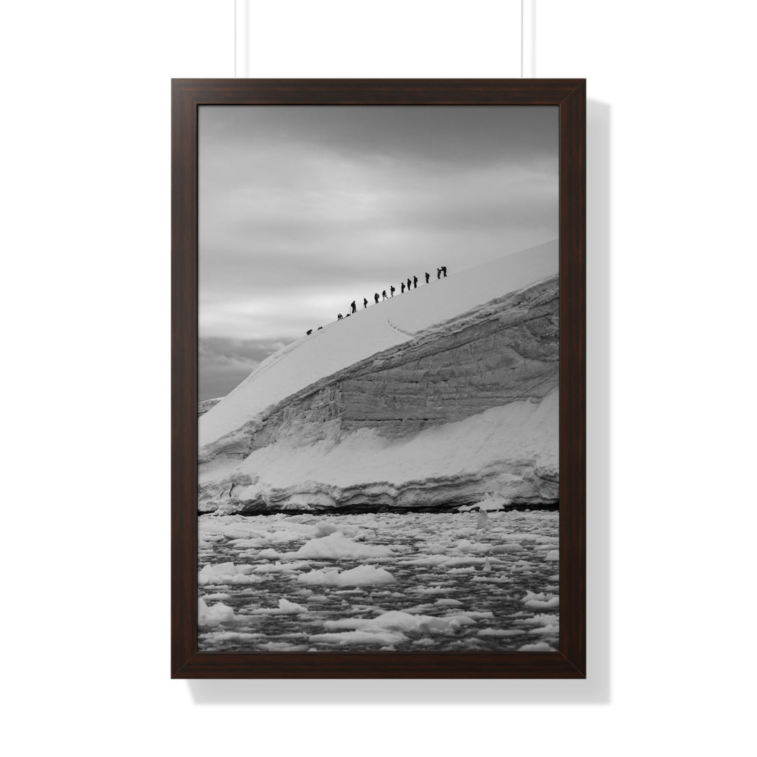 Preparing for the Climb in Black and White - Framed Print