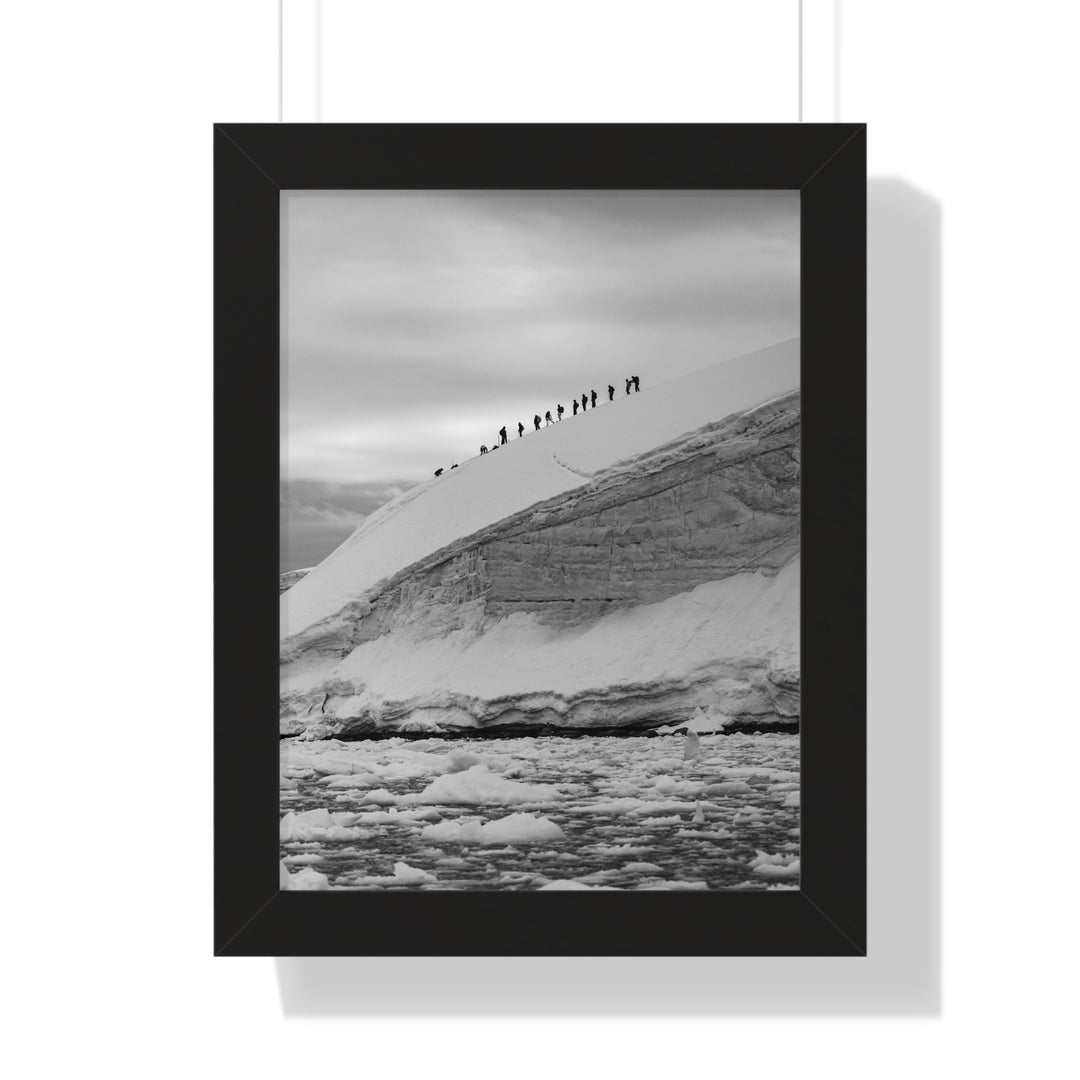 Preparing for the Climb in Black and White - Framed Print