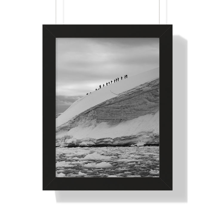Preparing for the Climb in Black and White - Framed Print