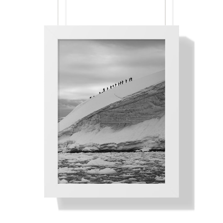 Preparing for the Climb in Black and White - Framed Print
