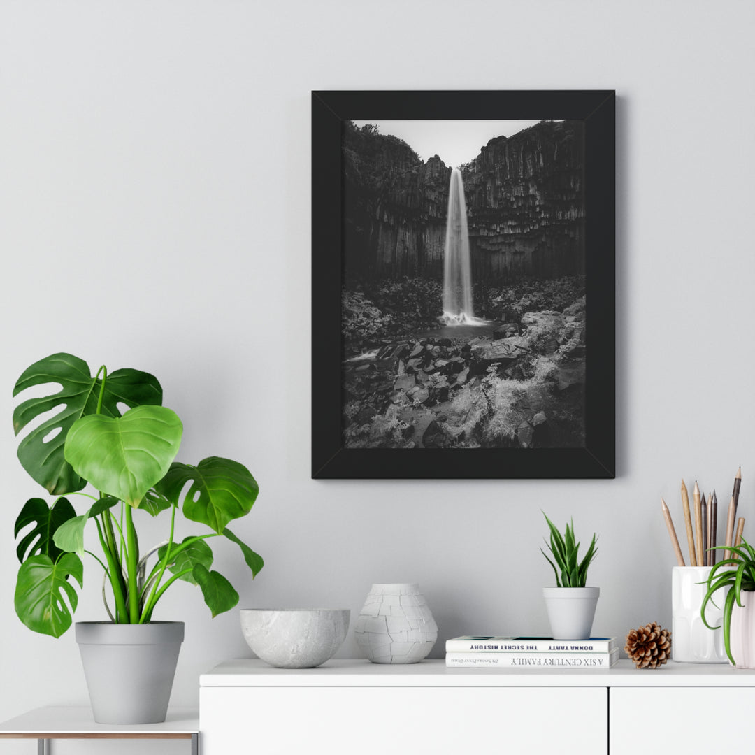 Svartifoss in Black and White - Framed Print