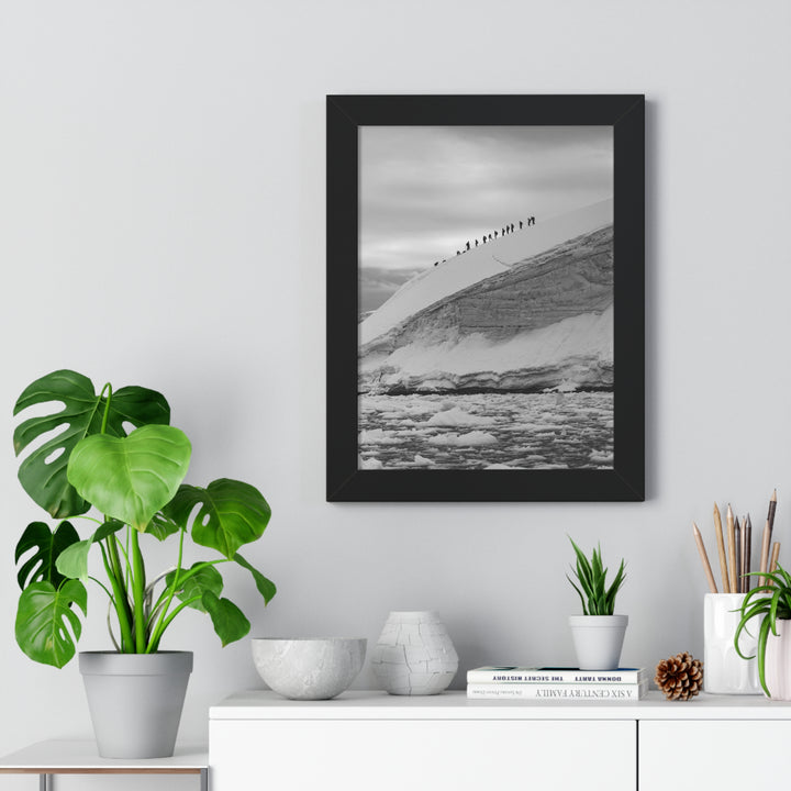 Preparing for the Climb in Black and White - Framed Print