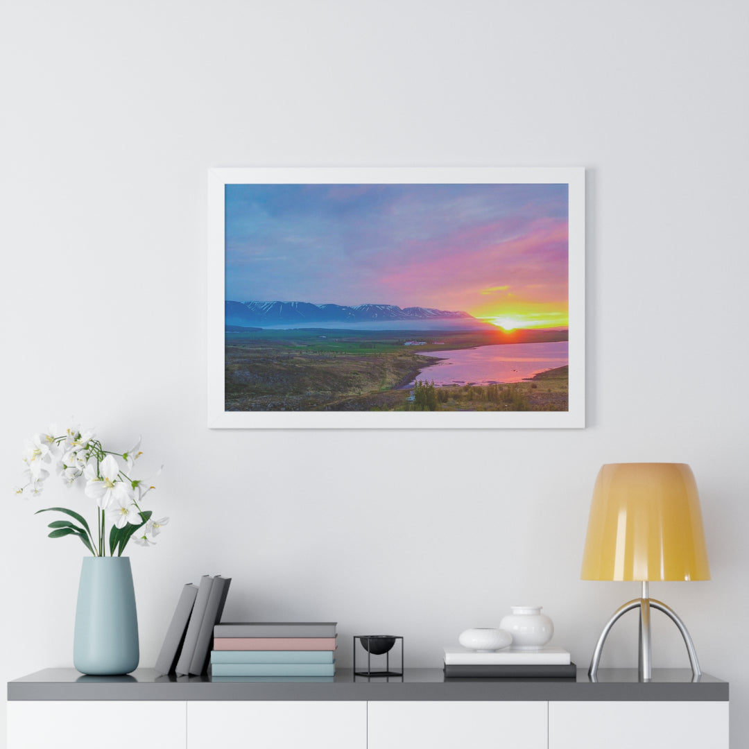 Sunset Over the Fjord Part 2 - Framed Print