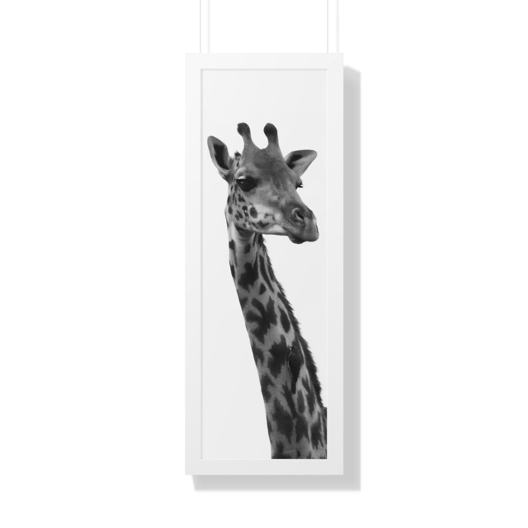 Giraffe Portrait in Black and White - Framed Print