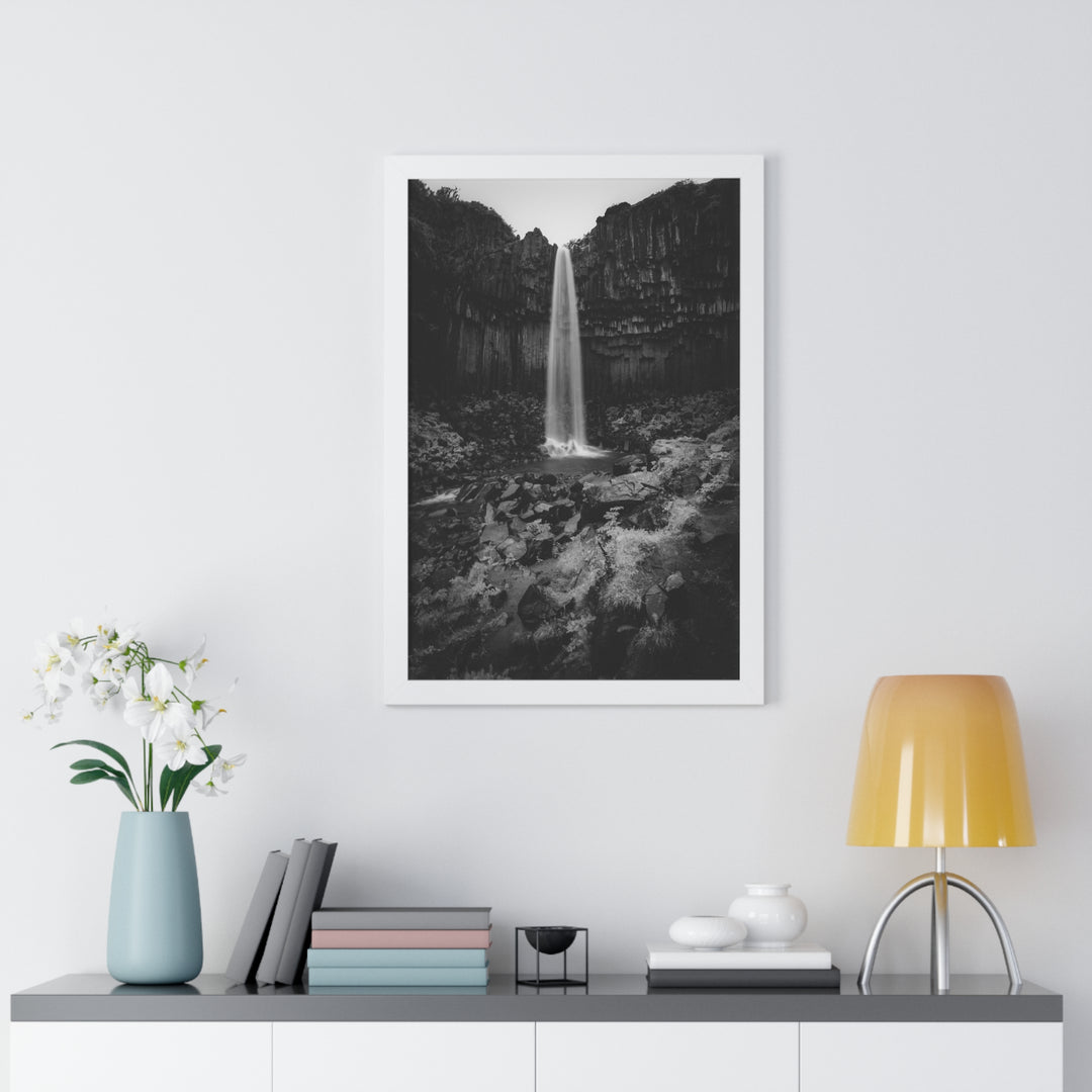 Svartifoss in Black and White - Framed Print