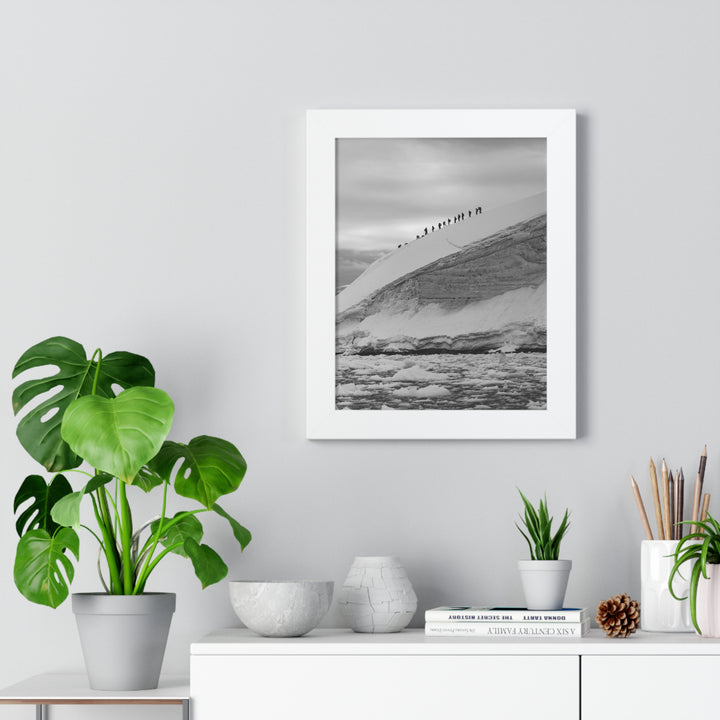 Preparing for the Climb in Black and White - Framed Print