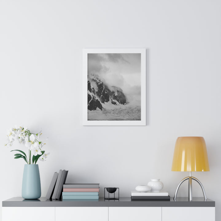The Mist Descends in Black and White - Framed Print