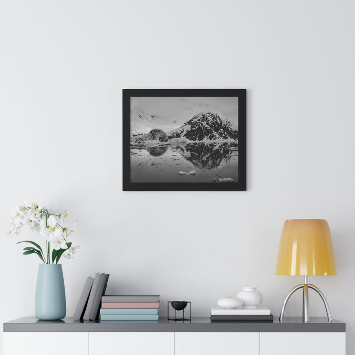 Reflected Calm in Black and White - Framed Print