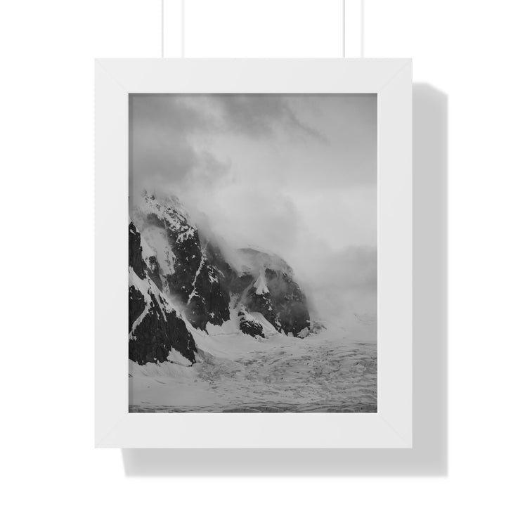 The Mist Descends in Black and White - Framed Print