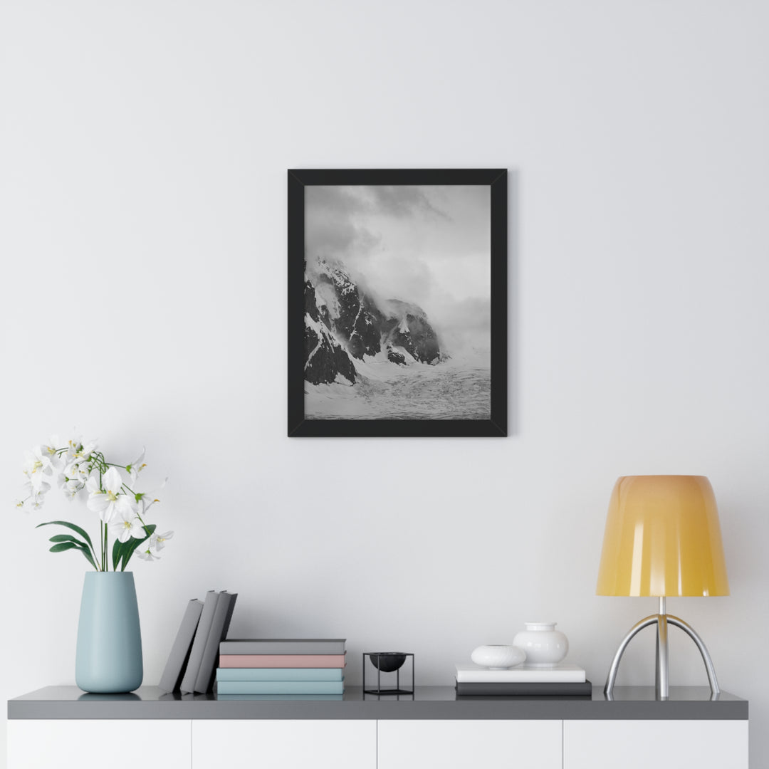 The Mist Descends in Black and White - Framed Print