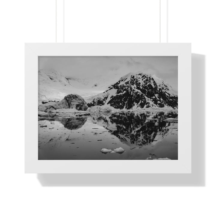 Reflected Calm in Black and White - Framed Print