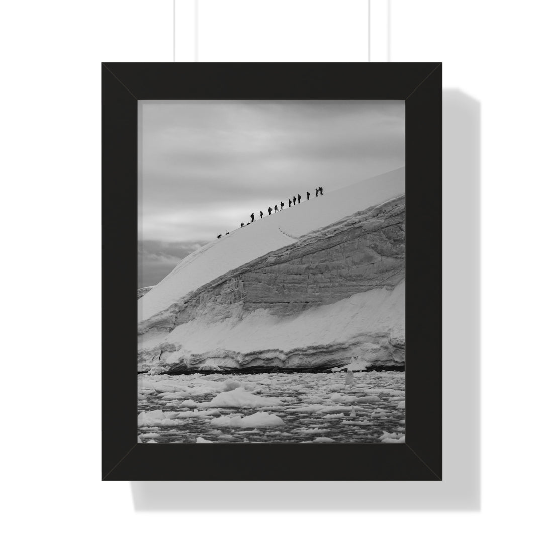Preparing for the Climb in Black and White - Framed Print