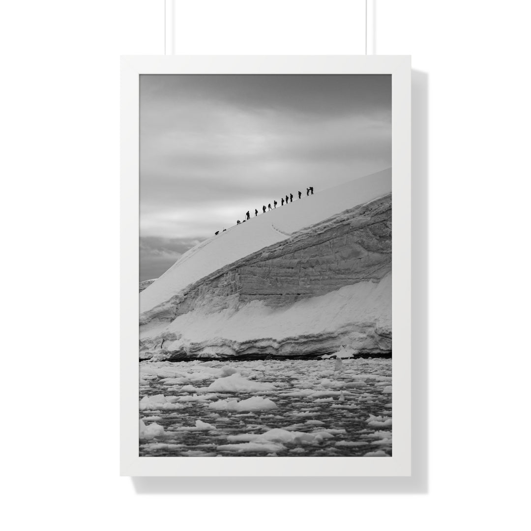Preparing for the Climb in Black and White - Framed Print