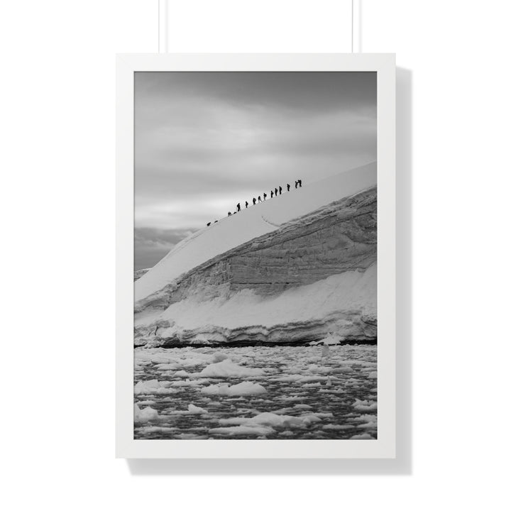 Preparing for the Climb in Black and White - Framed Print