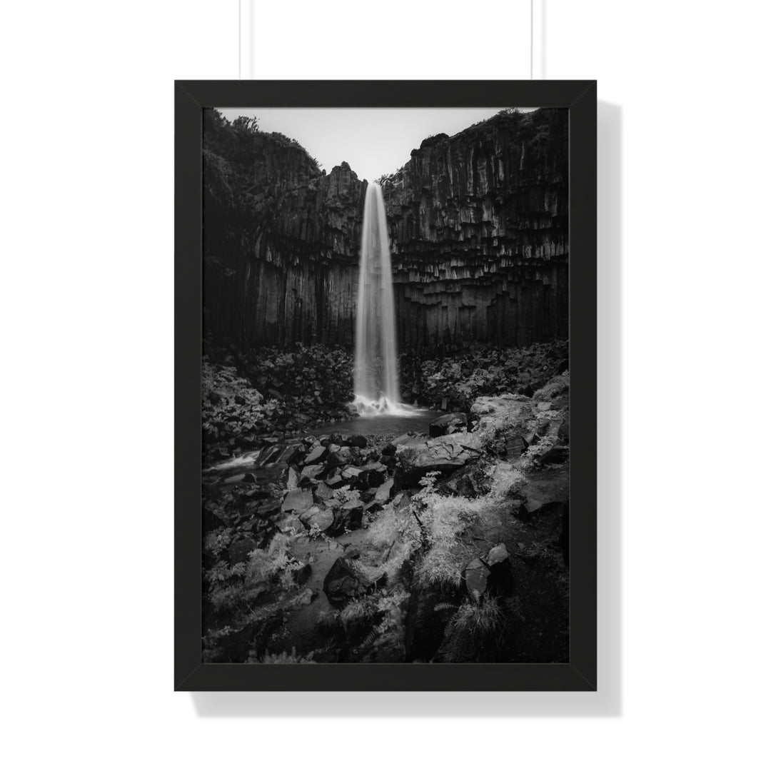 Svartifoss in Black and White - Framed Print