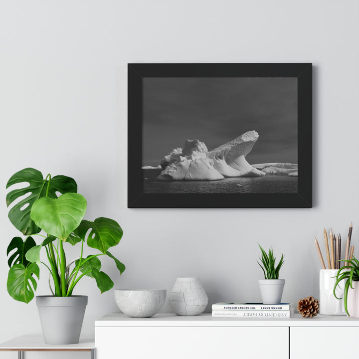 The Angles of an Iceberg in Black and White - Framed Print