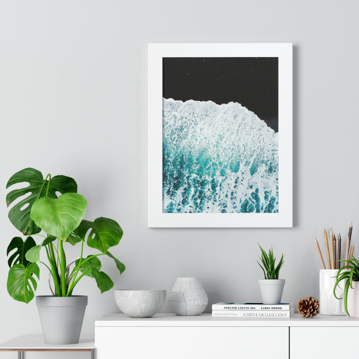 A Wave on Volcanic Sand - Framed Print