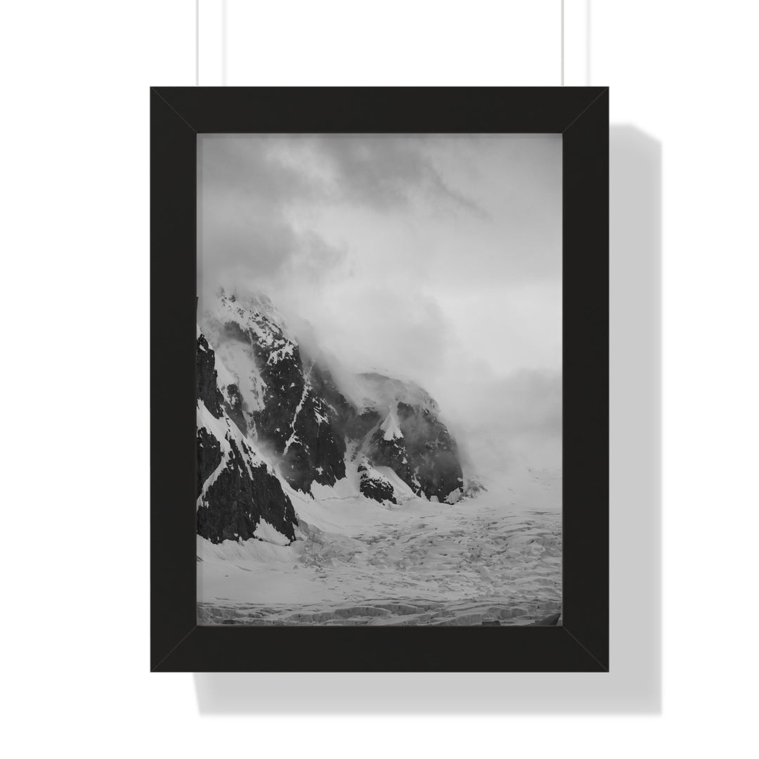 The Mist Descends in Black and White - Framed Print