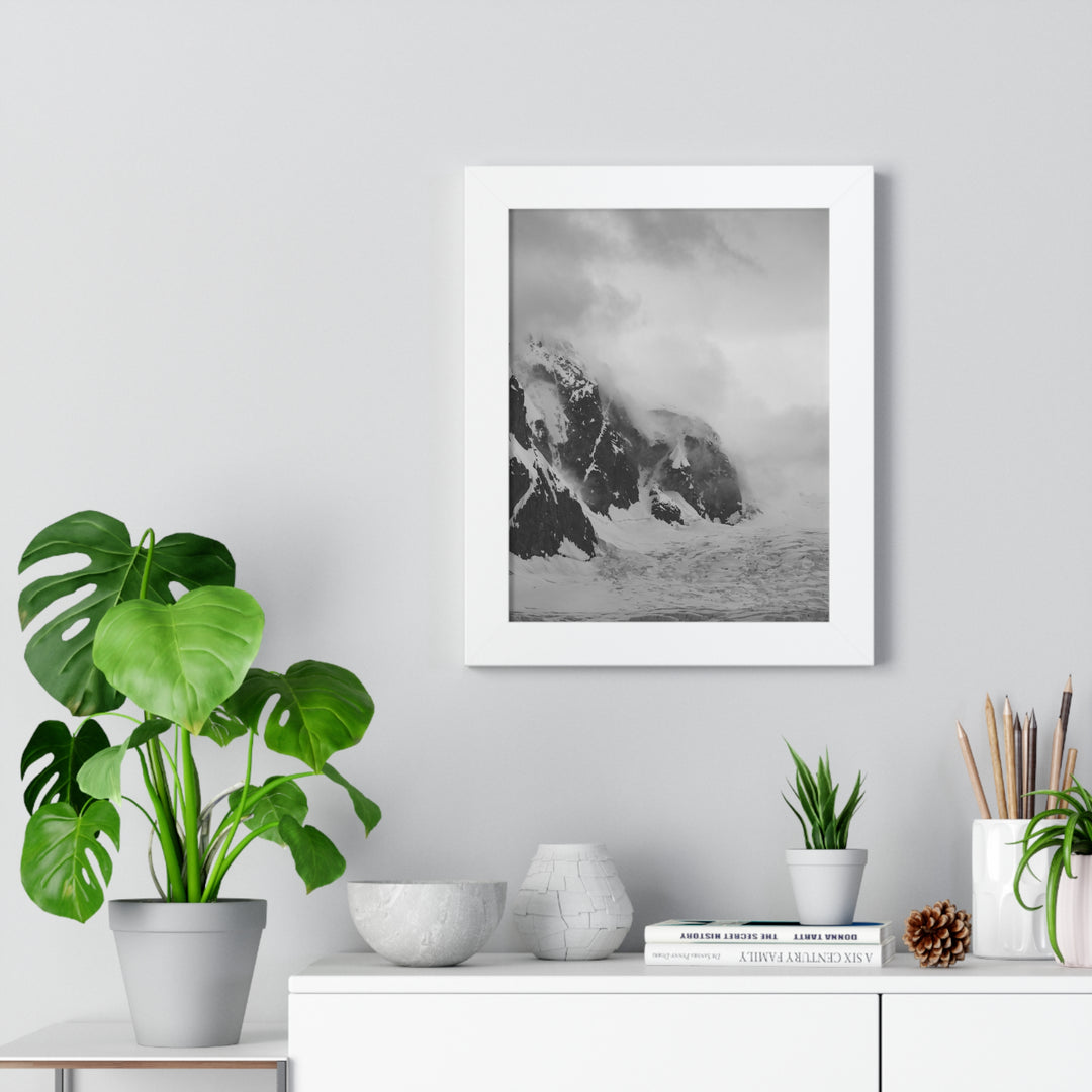 The Mist Descends in Black and White - Framed Print