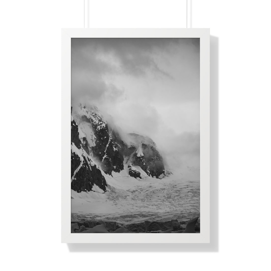 The Mist Descends in Black and White - Framed Print