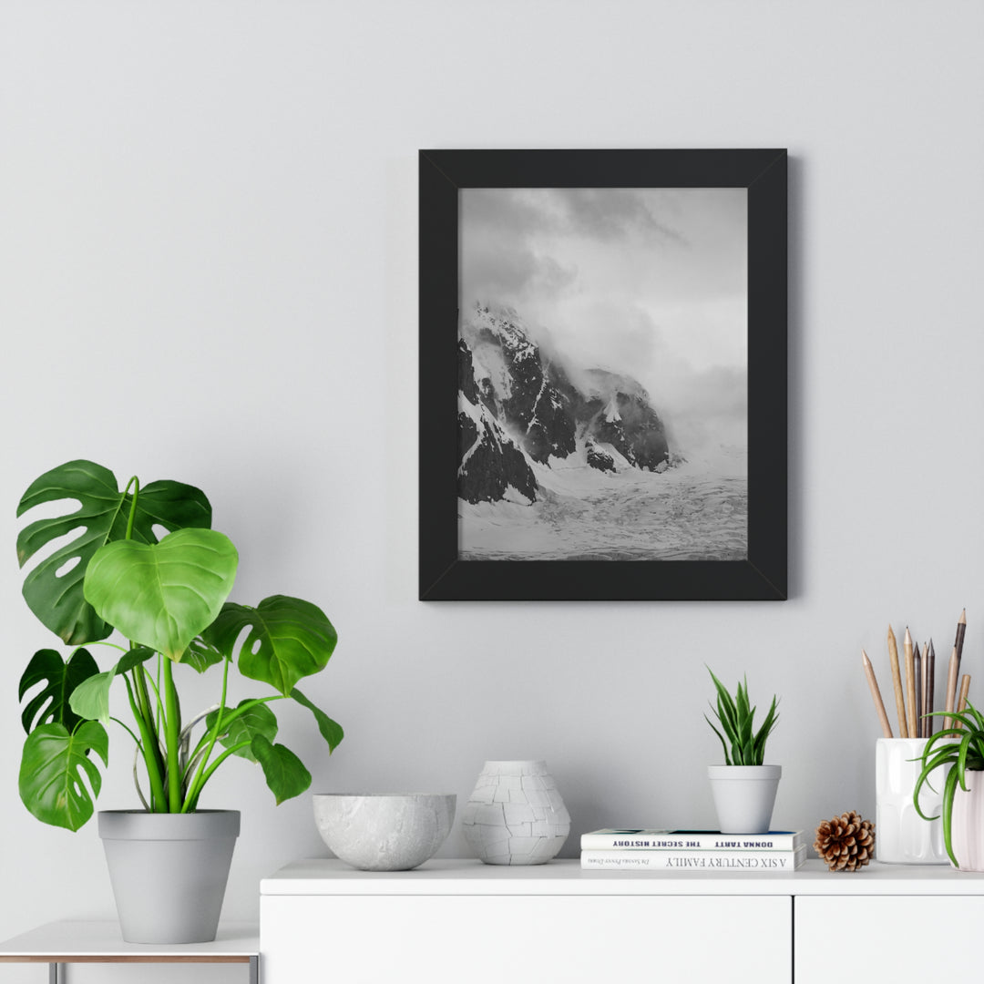 The Mist Descends in Black and White - Framed Print