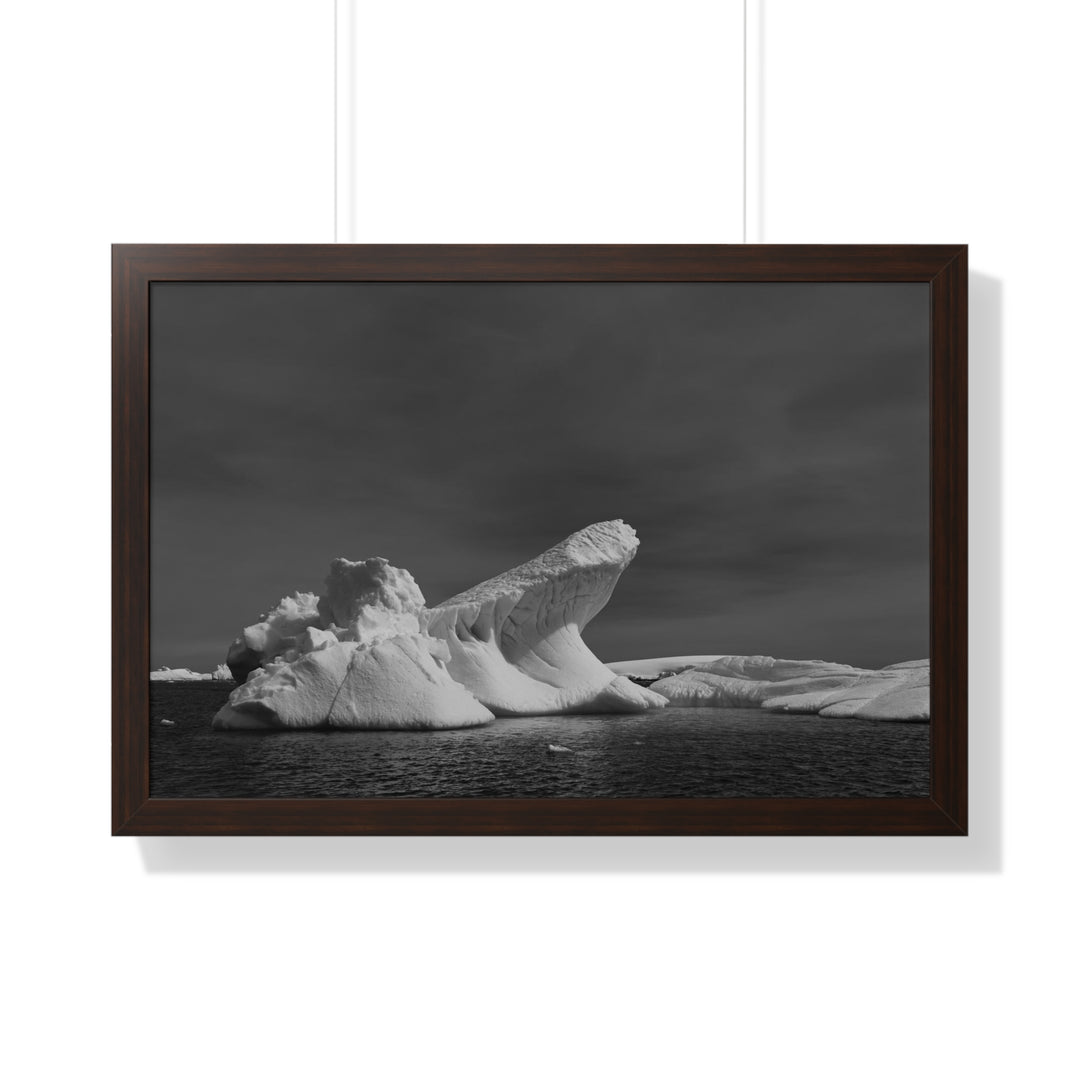 The Angles of an Iceberg in Black and White - Framed Print
