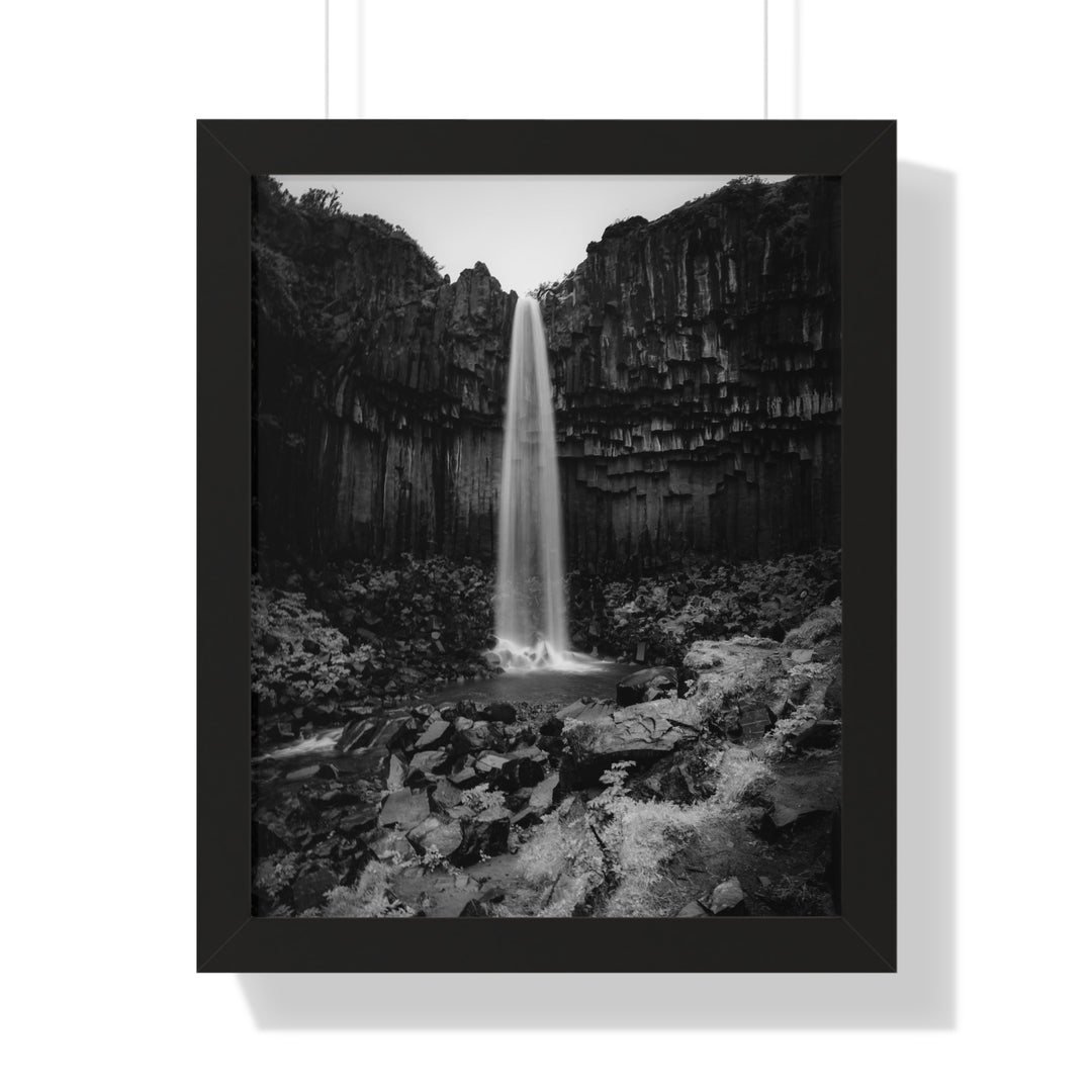Svartifoss in Black and White - Framed Print