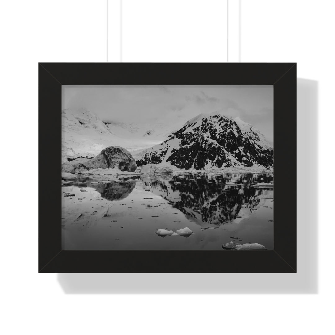 Reflected Calm in Black and White - Framed Print