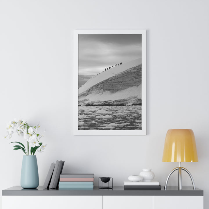 Preparing for the Climb in Black and White - Framed Print
