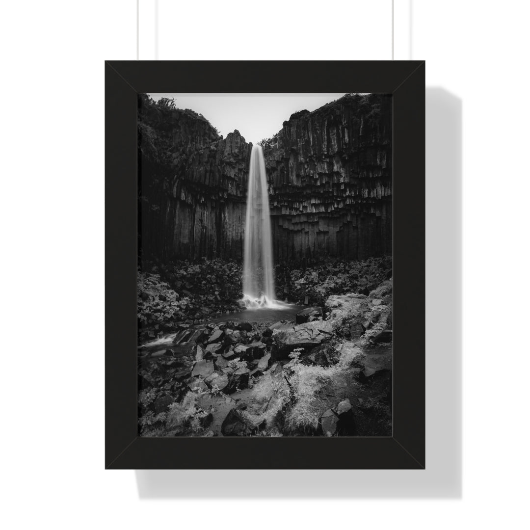 Svartifoss in Black and White - Framed Print