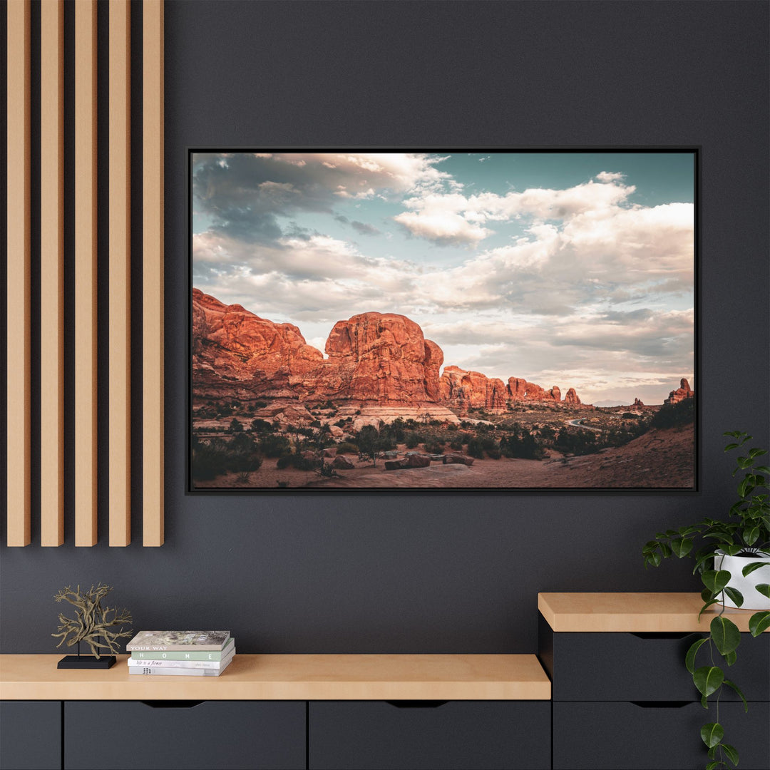 A Desert Sunset | Patience | Framed Matte Canvas Art Print | Elemental Escape Collection