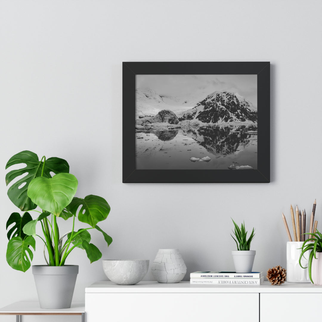 Reflected Calm in Black and White - Framed Print