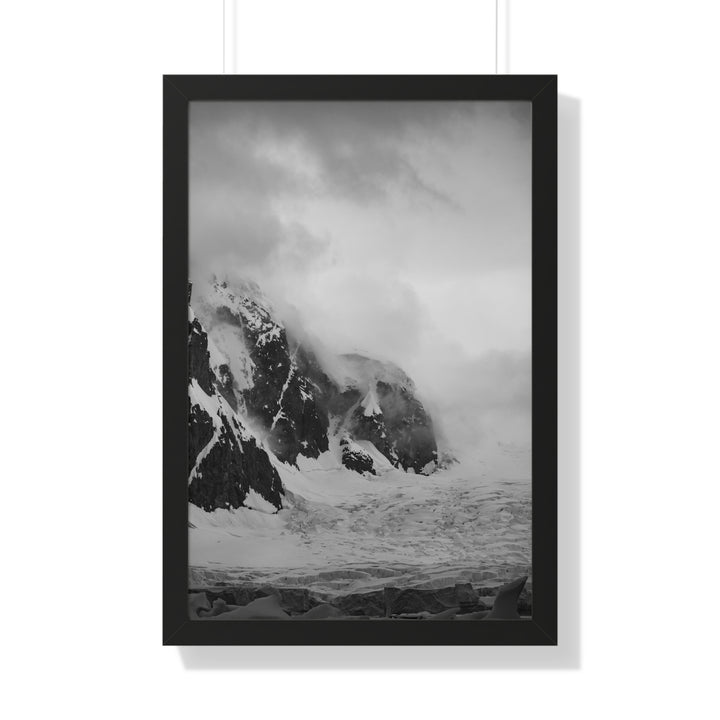 The Mist Descends in Black and White - Framed Print