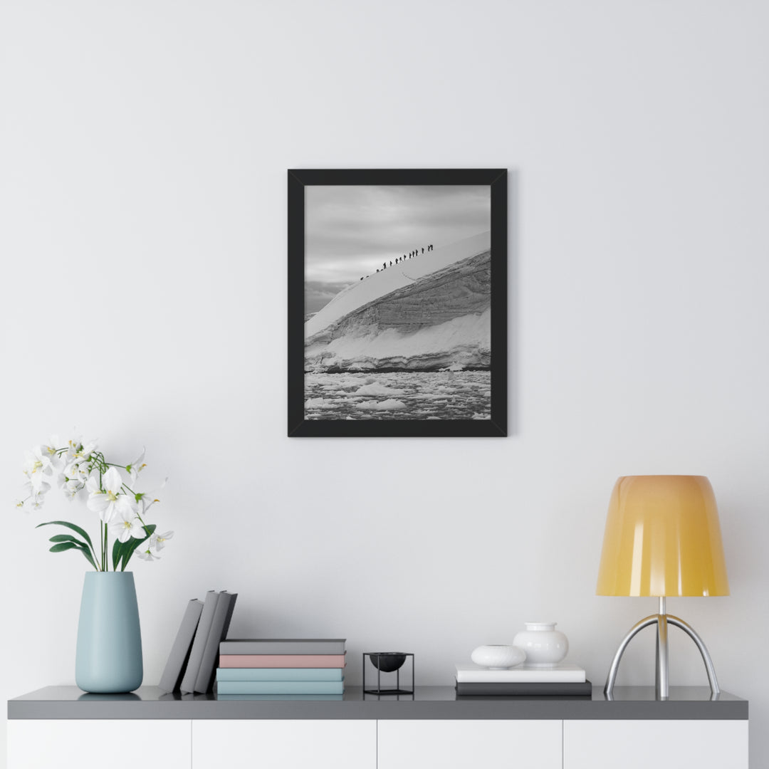 Preparing for the Climb in Black and White - Framed Print